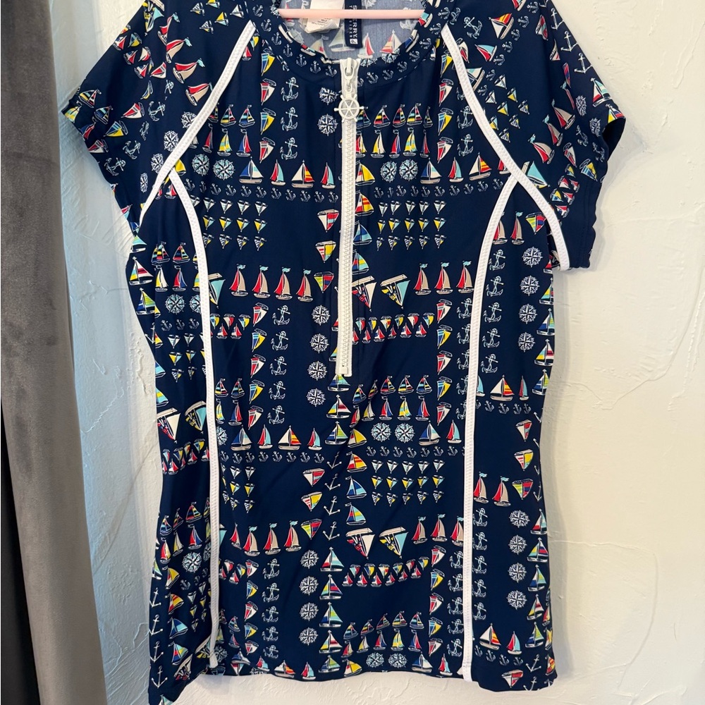 Sperry Multicolor Sailboat Print dress swimsuit coverup athletic dress